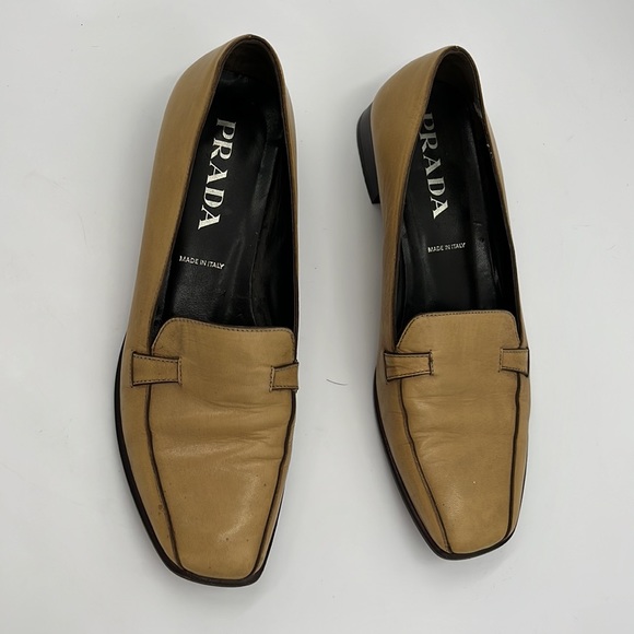Prada Tan Leather Loafers 37.5 - Picture 9 of 14